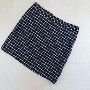 Talbots Wool Blend Blue Twill Circles Print Academia Preppy Pencil Skirt Size 16
